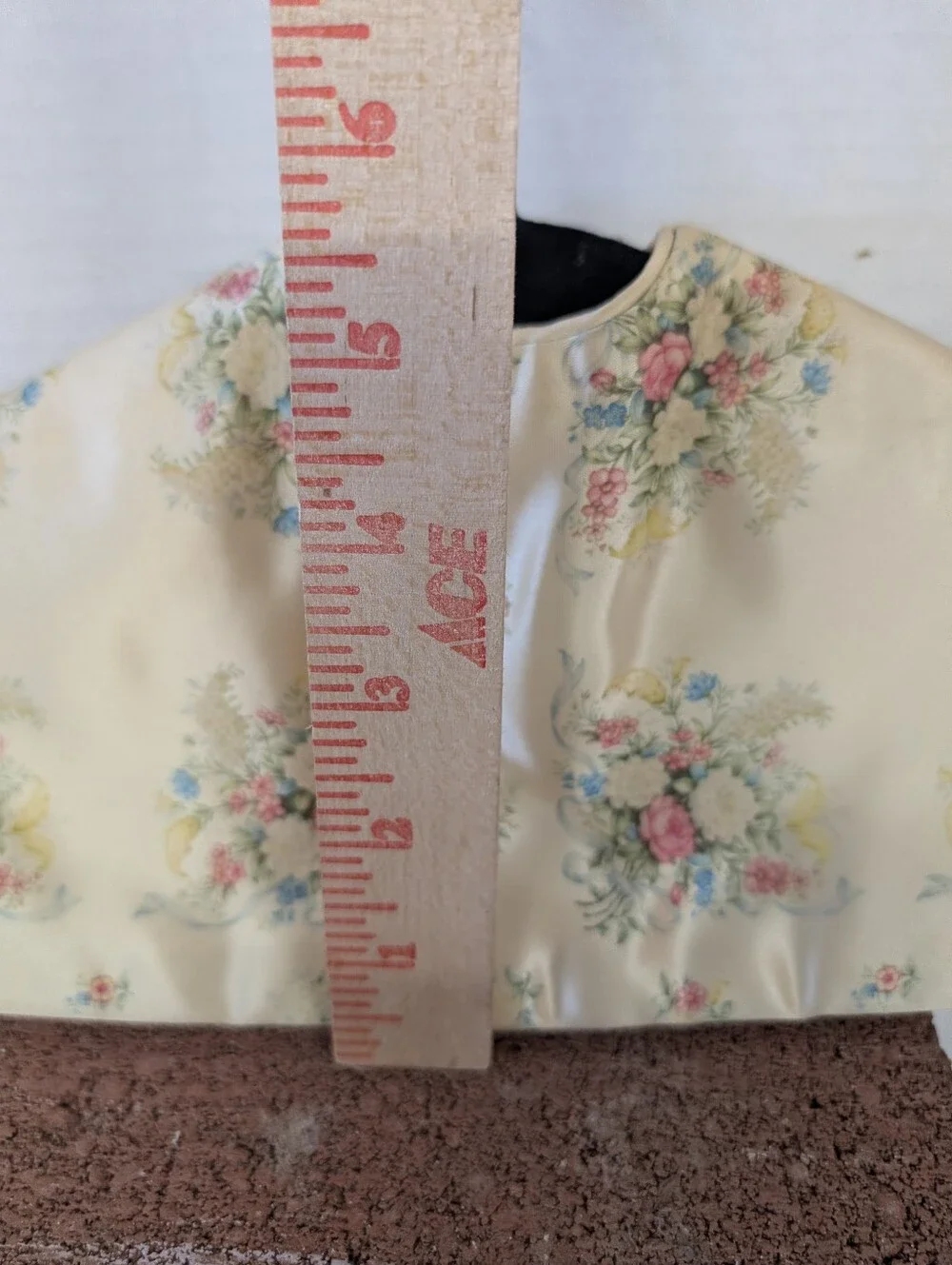 Vintage Hanger Cover in Cream and Pastel Bouquet Satin Fabric 1940's
